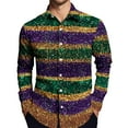thumbnail image 5 of Fgvctg Mardi Gras Shirts for Men Button Down V Neck Carnival Party Long Sleeve Shirt Soft Collared Blouse Mask Print Oversized Business Casual Outfits Purple L, 5 of 5