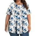 thumbnail image 5 of Otvok Plus Size Tops for Women Crew-Neck Short-Sleeved Pleated Loose Blouses, 5 of 6