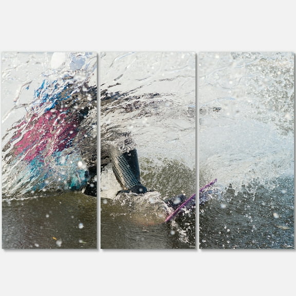 Designart 'Guy on a Wakeboard ' Multipanel Landscape Metal Wall Art