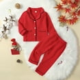 thumbnail image 2 of Okbabeha Toddler Girl Fall Winter Clothes Cotton Linen Long Sleeve Shirt Top and Long Pants Christams Matching Outfits Set, 2 of 8