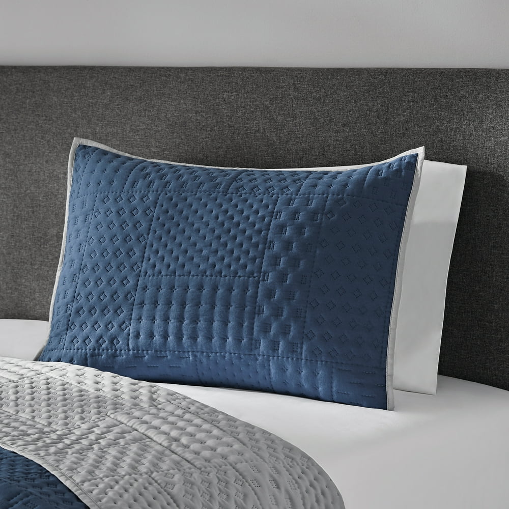 Mainstays Quilt & Shams Traditional Navy Solid Pillow Sham, King
