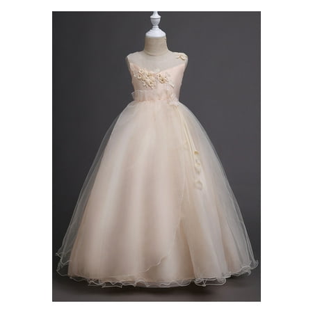 Kids Girls Flower Lace Ball Gown Fancy Dress