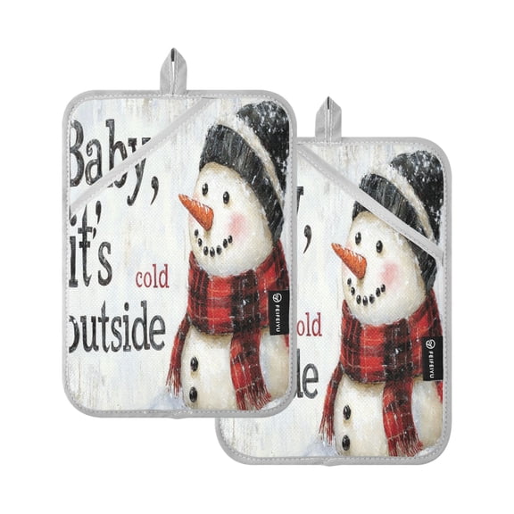 BZSMCE Pot Holder Oven Mitts Cooking baking Adorable Snowman Playing in Forest Creative Pattern Size:7x9.8in