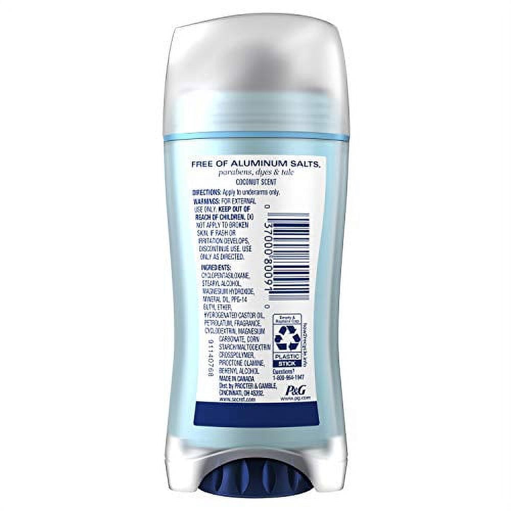 Secret Aluminum Free Deodorant for Women, Coconut Scent - Pack of 3