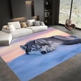 thumbnail image 3 of Machine Washable Rug 6x9 ft Area Rugs Animal Gray Sled Dog Non Slip Rugs for Living Room Bedroom Print Rug Carpet Stain Resistant, Home Decor Office Area Rug, 3 of 7