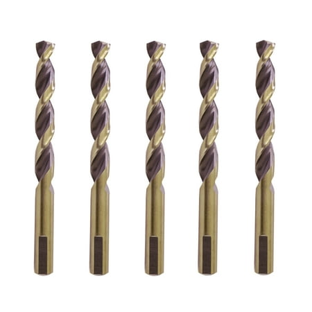 

Hss Drill Bit Jobber Parabolic Golden/Black 3-Flat Shank 5Pcs 25/64 inch