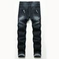 thumbnail image 3 of Tejiojio Men's and Big Men's Relaxed Fit Men Zipper Closure Solid Washed Stretch Casual Trousers Ripped Jeans, 3 of 7