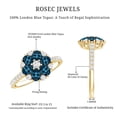 thumbnail image 6 of Rosec Jewels London Blue Topaz Flower Engagement Ring for Women - Blue Topaz Diamond Ring - AAA Quality - with Jewelry Box, 14K Yellow Gold, US 3.50, 6 of 7