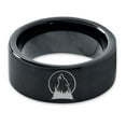 thumbnail image 2 of Tungsten Howl At The Moon Wolf Wild Soul Band Ring 9mm Men Women Comfort Fit Black Flat Cut Brushed Polished, 2 of 4
