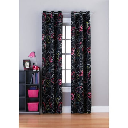 Your Zone Scribble Hearts Room Darkening Grommet Girls Bedroom Curtains