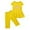 Yellow, variant on Girl's Pants Size 7, Girl's Summer Round Neck Small Print Short Sleeved Flying Sleeves Elastic Waist Cropped Pants Two-Piece Set