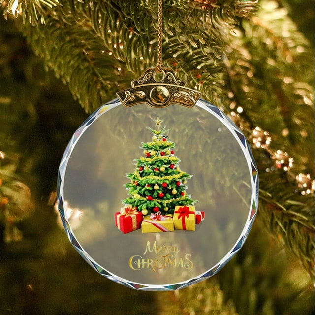 Glass Christmas Ornament under $5! CQCYD Christmas Crystal Glass Ornament, Transparent Glass Tree Pendant, Holiday Hanging Decoration for Christmas Tree, Festive Home Decor