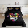thumbnail image 2 of Manfei Kawaii Rainbow King Size Comforter Sets, Graffiti Color Blocks Comforters King Size, Black Purple, Black Reversible, 3-Piece, 1 Comforter and 2 Pillowcases, 2 of 7