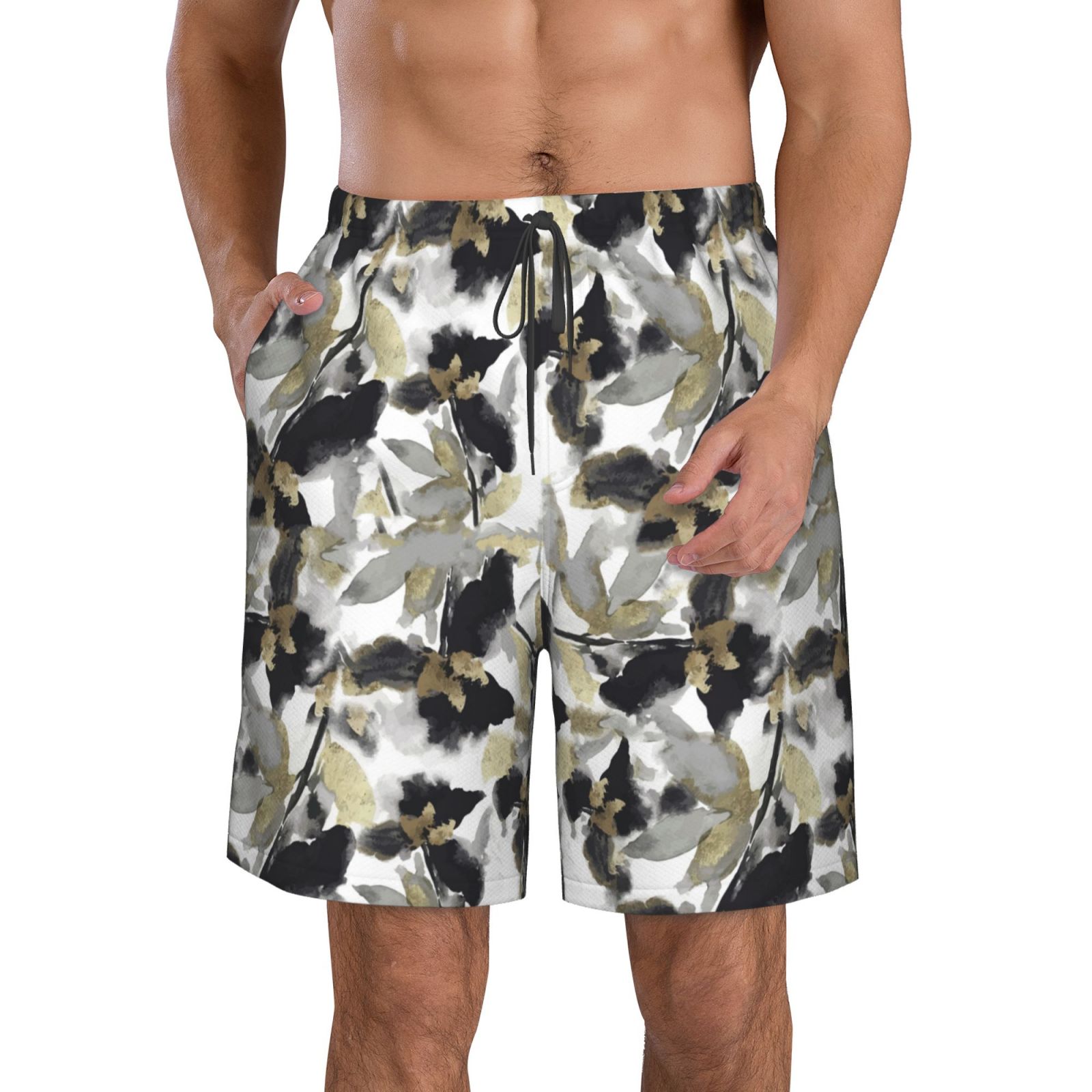 Uemuo Abstract Watercolor Pattern Men's Swim Trunks Hawaiian Beach ...