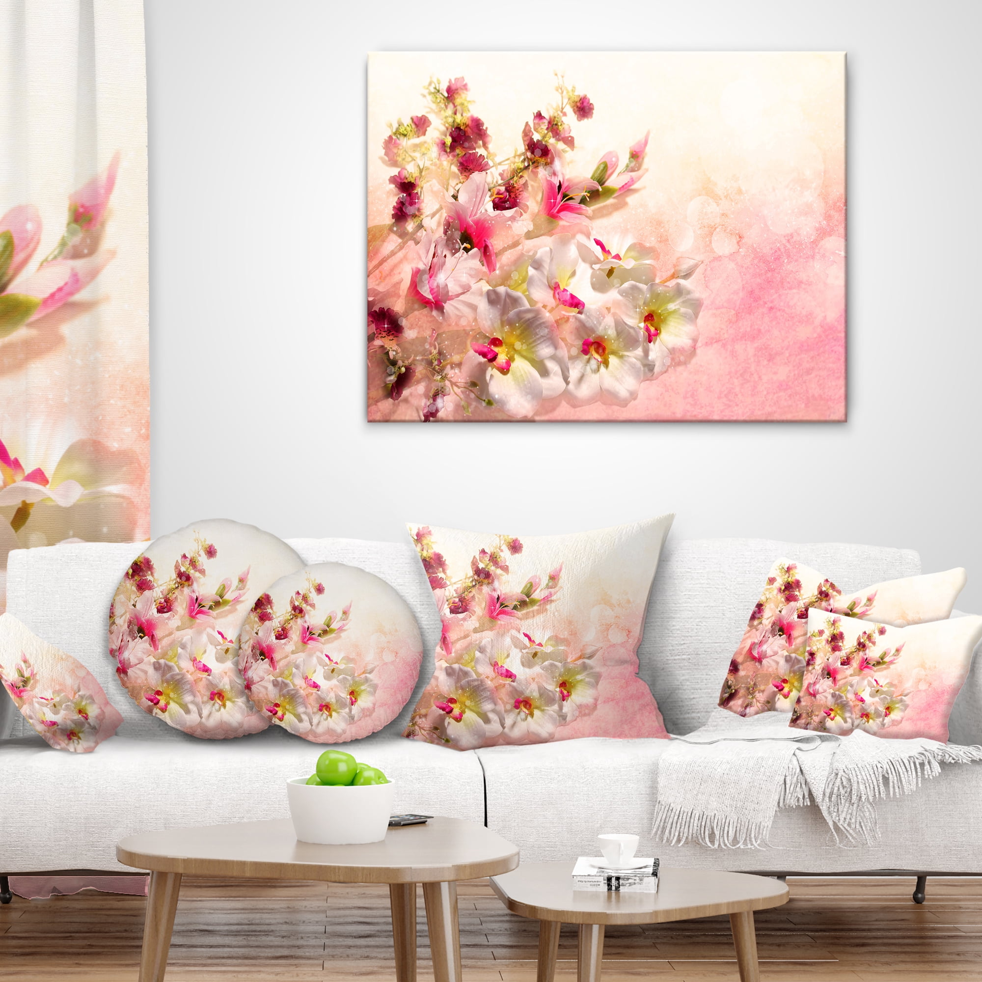 Designart Pink Bouquet of Flowers - Floral Throw Pillow - 18x18