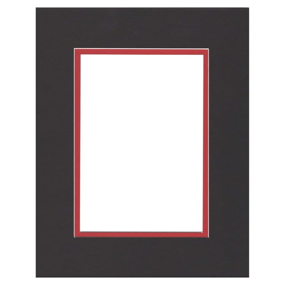 16x20 Black & Bright Red Double Picture Mat, Bevel Cut for 11x14 Picture or Photo