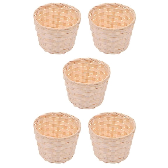 Rollbacks & More 5PCS Mini Woven Baskets Without Handles for Party Favors Crafts Decor Suitable Various Occasions(7.5X6cm)