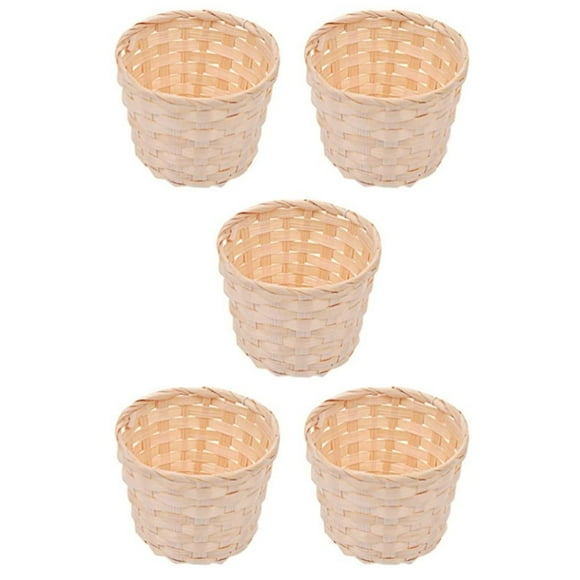 Mini Cestas Tejidas Sin Asas de 5 Piezas para DecoracióN de Manualidades de Favores de Fiesta Adecuadas para Ocasiones (7,5X6 Cm)