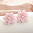 thumbnail image 6 of SIEYIO 1 Pair Big Orange Pink White Yellow Camellia Flower Earrings for Women Elegant Gift Ear Studs Jewelry Durable and Useful, 6 of 15