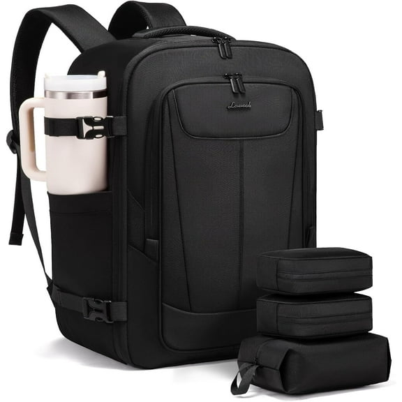 LOVEVOOK Travel Backpack for Men, 40L Carry on Backpack Flight Approved with 3 Packing Cubes, Extra Large Personal Item Bag Fits 17.3 inch Laptop for Business Trip Weekender, Waterproof Daypack