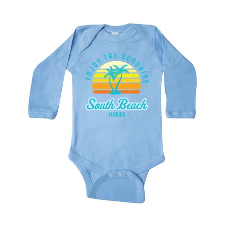 

Inktastic Summer Enjoy the Sunshine South Beach Florida in Blue Gift Baby Boy or Baby Girl Long Sleeve Bodysuit