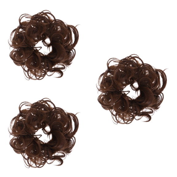 Raindrops 3pcs Hair Twirl Piece Messy Bun Curly Ponytail Extensions Scrunchie High Temperature Chemical Fiber Wig (8#)