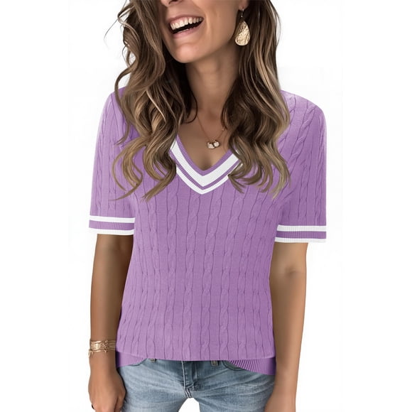 Suéter casual elegante Kistore para mujer, color morado de verano, talla 2XL