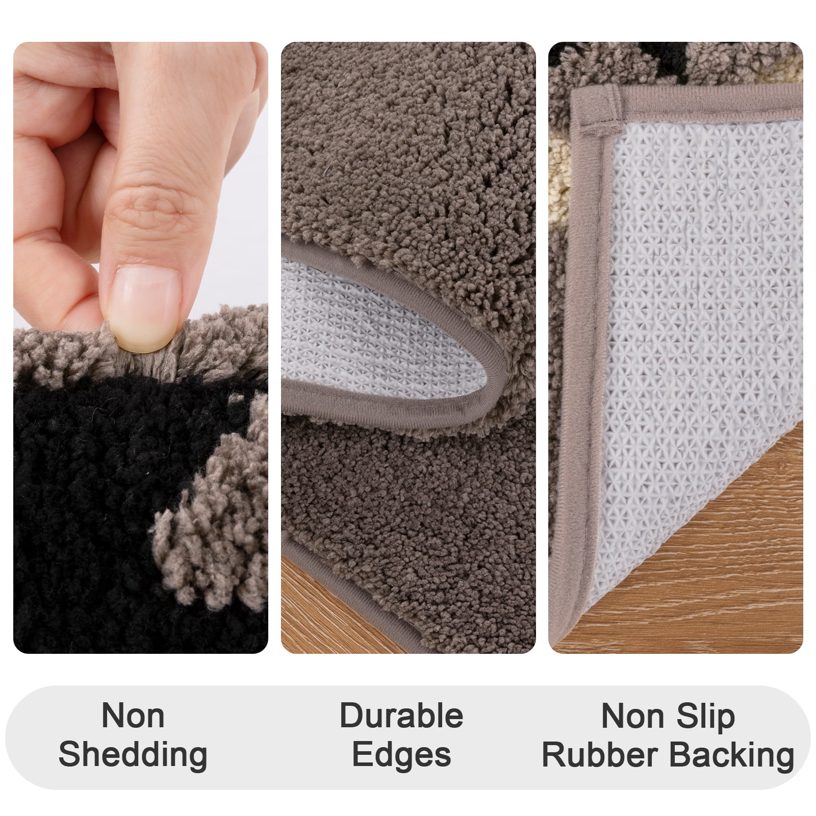 Bathroom Rugs Sets 4 Piece with Toilet Lid Cover, Non Slip Bathroom Mats Extra Soft Chenille Bath Rugs Absorbent Shaggy Rugs Perfect Plush Mats U-Shaped Toilet Rug and Toilet Cover Kitchen