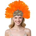 thumbnail image 2 of VISALY Women's Oversized Feather Headpiece Sparkly Festival Hair Clips Feather Hair Accessory Trendy Heardband Fashionable Dress-Up Headwear for Stage Performance Head Wear Orange One Size, 2 of 4
