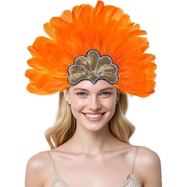 Bandeau Orange pour Femmes, Coiffe à Sequins pour Mariage, Mascarade, Cosplay