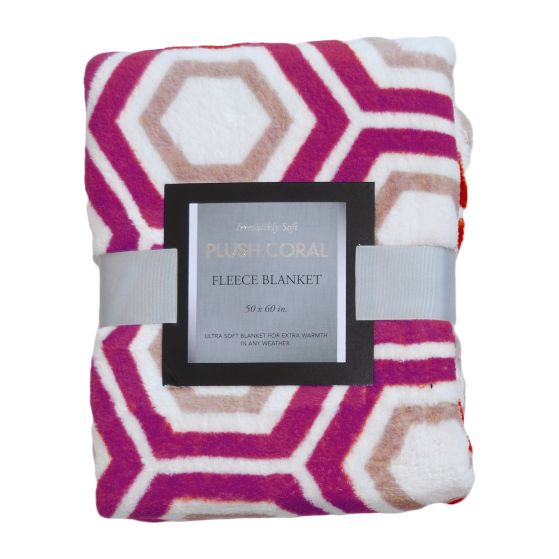 Printed Plush Fleece Throw Blanket 50in x 60in Geometric Dark Lilac