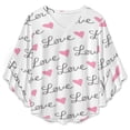 thumbnail image 4 of Pink Love Heart LOVE Women's V-Neck Blouse With 3/4 Ruffled Bell Sleeves Casual Top Ladies Blouses, 4 of 7