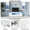 thumbnail image 4 of 5 Pieces High Gloss Wall Mounted Entertainment Center with 16-color LED Light Strips and Stylish Storage Shelf, Modern TV Stand Set for 75+ inch TV, White, 4 of 9