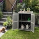thumbnail image 4 of Costway Caseta de Jardín de Madera Gabinete de Almacenamiento Exterior 2 Estantes Puerta Caseta de Herramientas Impermeable 67 x 47 x 100 cm Gris, 4 of 9