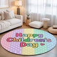 Cartoon 3FT Round Area Rugs Colorful Stripes Geometric White Star ...