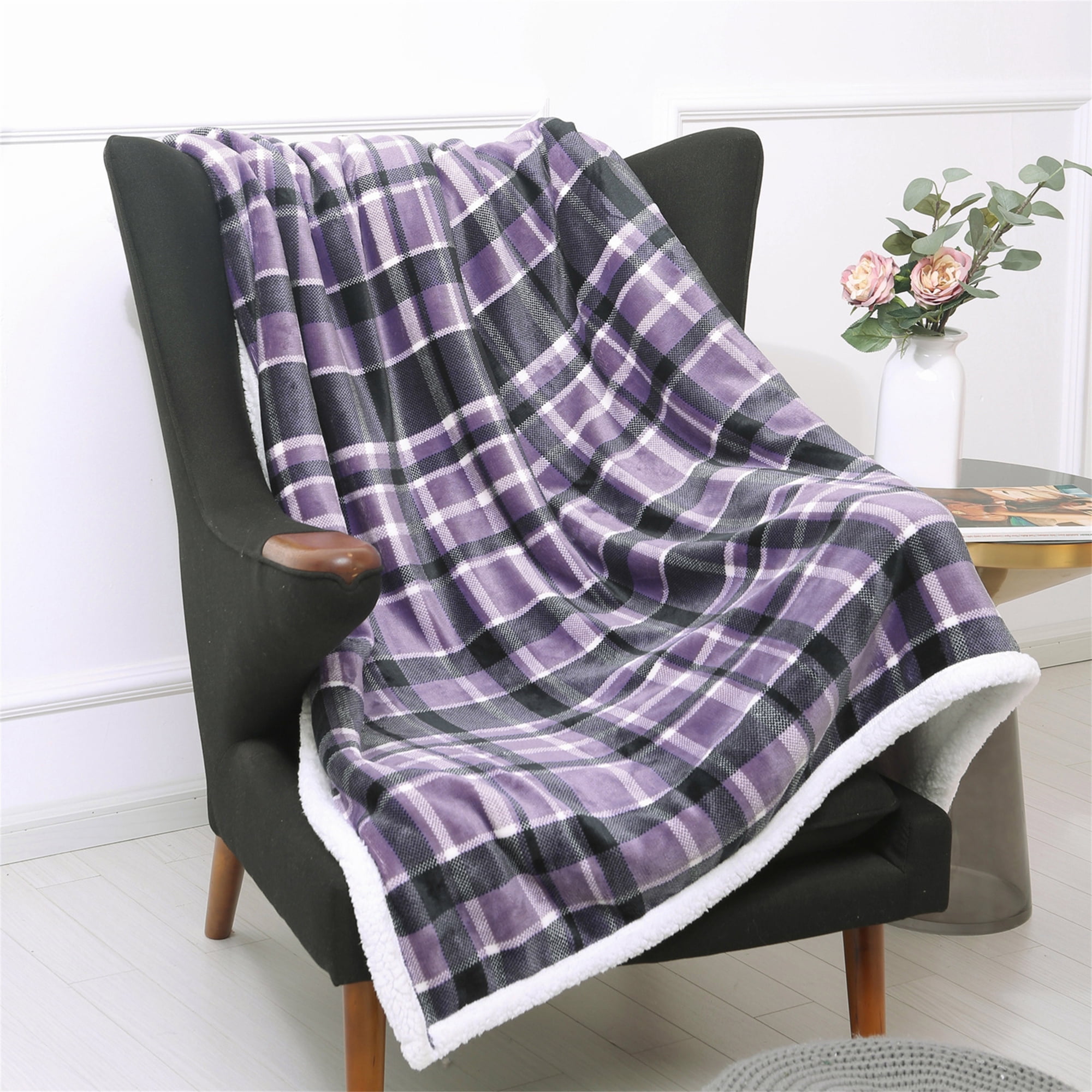 Purple plaid throw blanket new arrivals