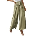 thumbnail image 3 of Women Wide Leg Long Trousers Casual Beach High Waist Palazzo Pants Loose Belted Summer Autumn Leisure Style, 3 of 5