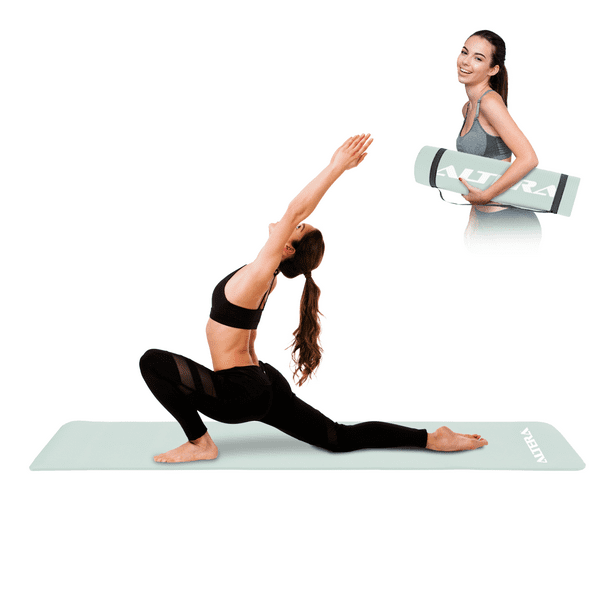Tapete Para Yoga Altera NBR1216 C/ Correa Fitness 183 x 61cm Color Verde Menta