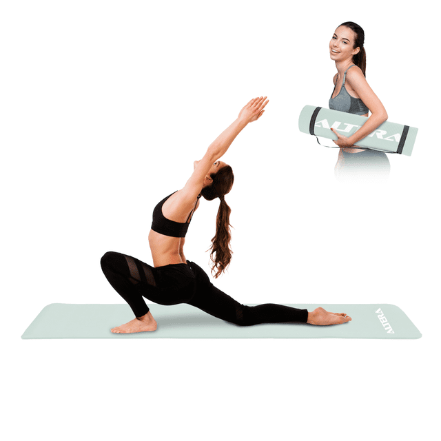 Tapete Para Yoga Altera NBR1216 C/ Correa Fitness 183 x 61cm Color Verde Menta