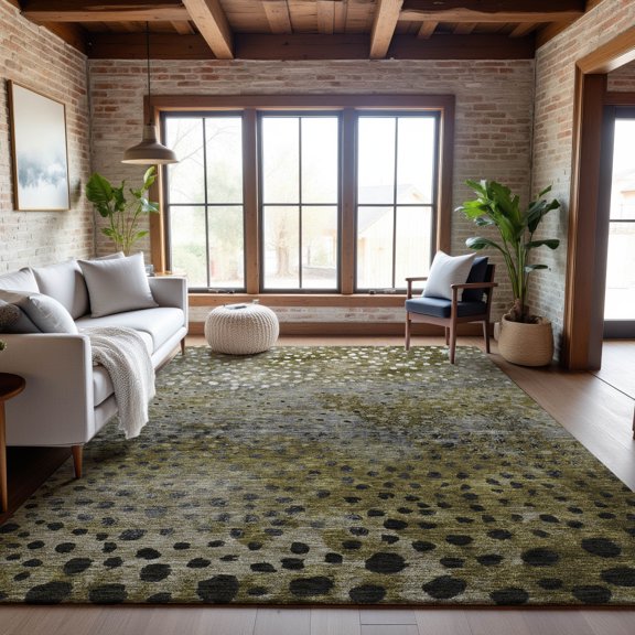 Addison Rugs Mayfield Premium Machine Washable Transitional Circles Brown Rectangle Rug, 8' x 10'
