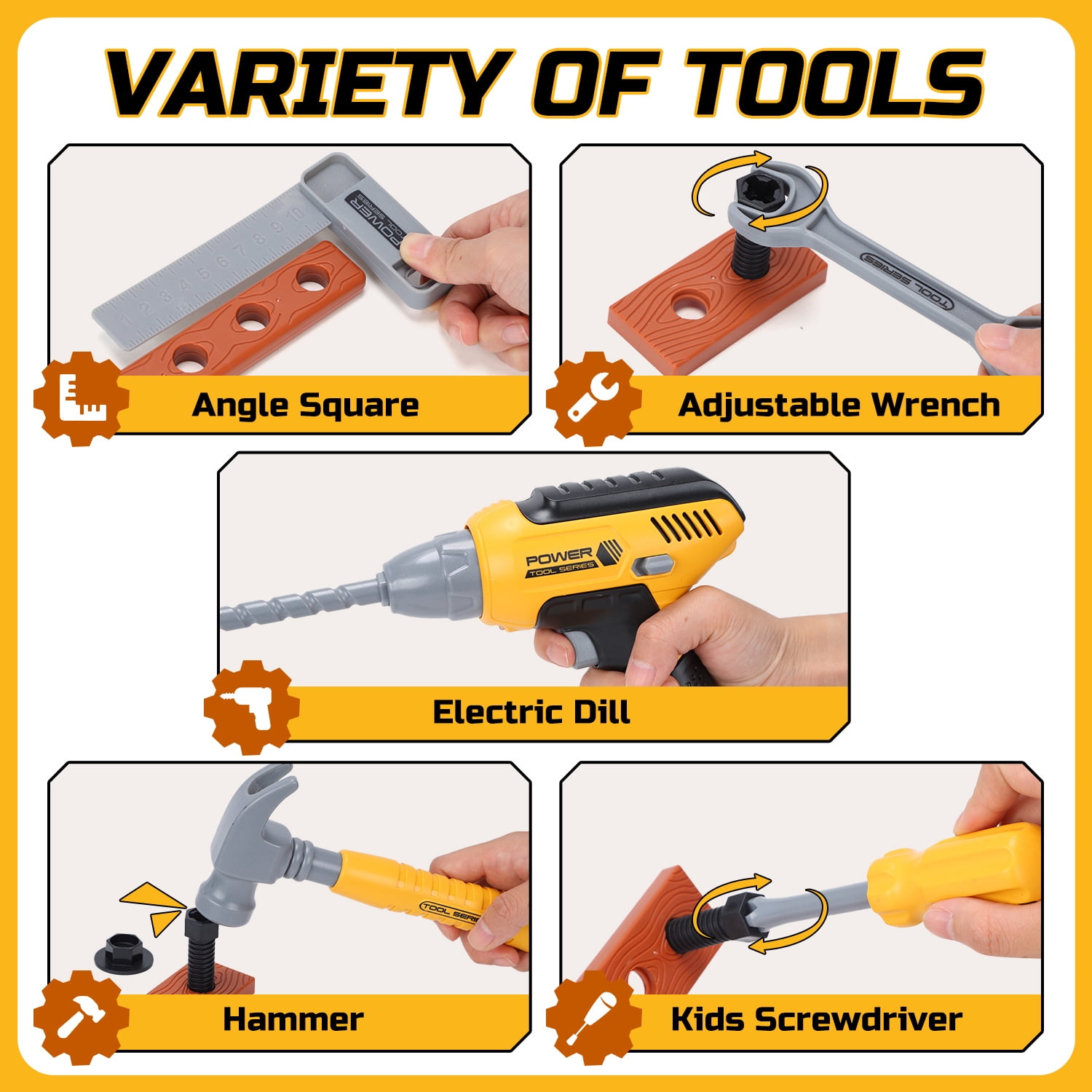 JoyStone Kids Tool Set 21PCS with Toy Drill, Pretend Construction Toys for Toddlers Boys Girls Ages 3-5