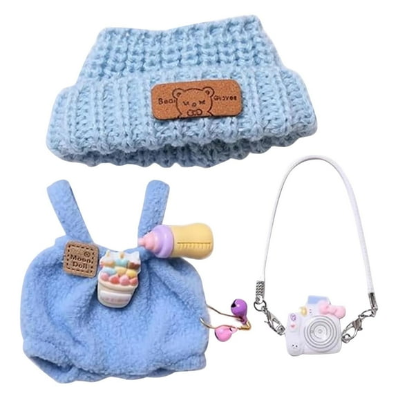 Darzheoy 17cm Doll Clothes Set, Hat & Overalls Set for 17cm Dolls Accessories Suit, Cute Clothes for Dolls Dress up