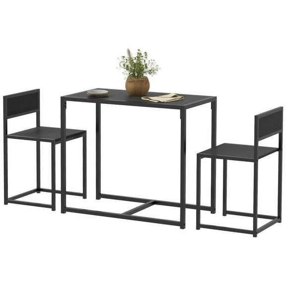 GVN Kitchen Dining Sets,Kitchen Table Sets,3-Piece Dining Room Set, Kitchen Table Set with Rectangular Table and 2 Dining Chairs, Black