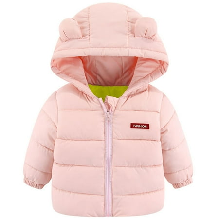 

Toddler Kids Baby Boys Girls Winter Warm Jacket Outerwear Letter Bear Ears Coats Hooded Padded Outwear For 12-18 Months