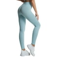thumbnail image 7 of TWZH Women Solid Color Rib-Knit High Waist Stretchy Workout Yoga Legging, 7 of 7