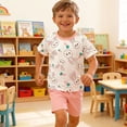 thumbnail image 5 of NAISIBABY Boys Outfit Sets, Cotton Graphic Short Sleeve T-Shirt and Shorts Summer Kids Casual Clothes 2-Piece Pink Size 1, 5 of 6
