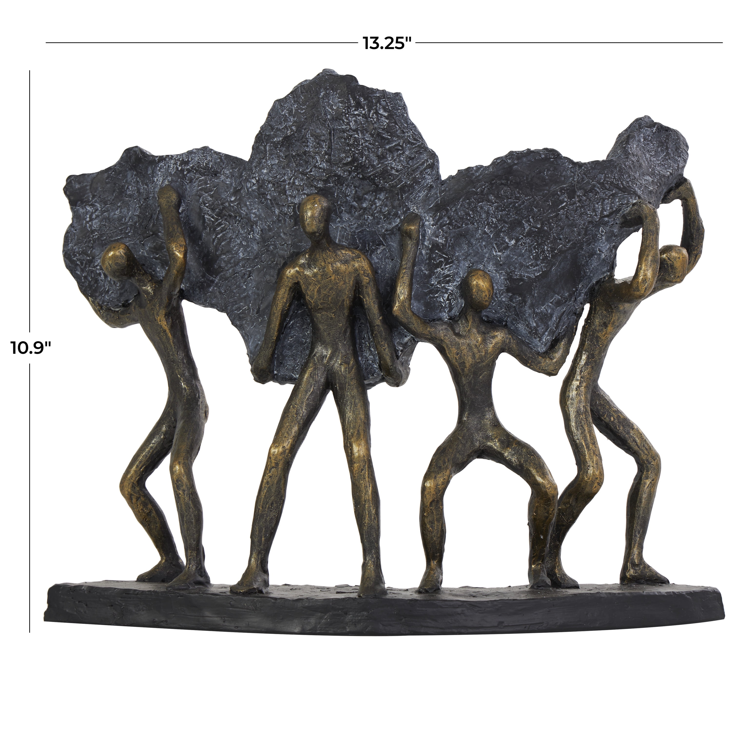 13" x 11" Bronze Polystone Carrying Stone People Sculpture, by DecMode