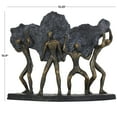 thumbnail image 3 of 13" x 11" Bronze Polystone Carrying Stone People Sculpture, by DecMode, 3 of 10