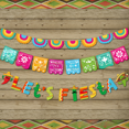 thumbnail image 3 of Bandera decorativa con temática del Día de los Muertos Bandera Let's Fiesta Placa de bandera hueca colorida, 3 of 5
