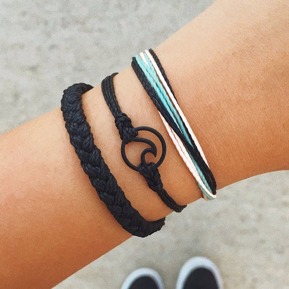 PONPRNGY Beach Summer Ankle Bracelet Set for Women Handmade Braided Adjustable String Anklets Waterproof Surfer Bracelet